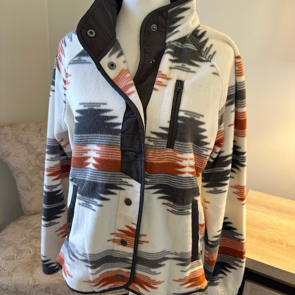 Patterned Fleece Aztec Jacket with Button Details - image 2
